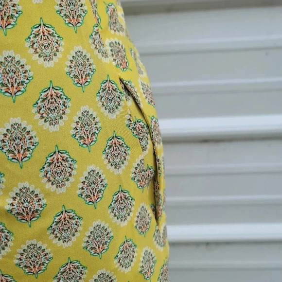Banana Republic Women's Yellow Floral Paisley Lace Up Aline Dress Short Sz 0 - Picture 3 of 16
